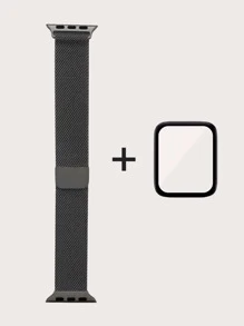 1 Dây đeo đồng hồ dạng lưới từ tính & 1 Tấm bảo vệ màn hình Tương thích với Apple Watch - màu đen - Xem 3