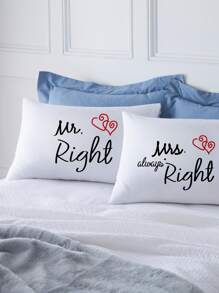 1pair Letter Graphic Pillowcase Without Filler - Multicolor - View 1