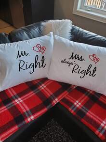1pair Letter Graphic Pillowcase Without Filler - Multicolor - View 3
