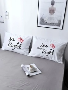 1pair Letter Graphic Pillowcase Without Filler - Multicolor - View 6