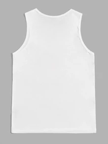 GENTILAND Men Color Block Tank Top - White - View 2