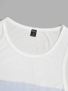 GENTILAND Men Color Block Tank Top - White - View 3