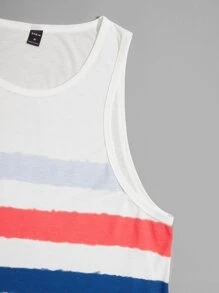 GENTILAND Men Color Block Tank Top - White - View 4