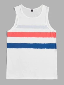 GENTILAND Men Color Block Tank Top - White - View 5