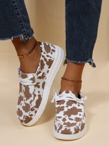 Zapatos con estampado de vaca con diseño de cordón - Multicolor - Ver 2