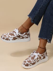Zapatos con estampado de vaca con diseño de cordón - Multicolor - Ver 3