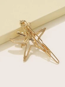 珍珠和水鑽海星裝飾極簡髮夾 - 金色 - 查看 2