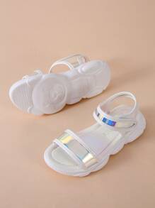 Girls Houndstooth Strap Hook-and-loop Fastener Sandals - Beige - View 2