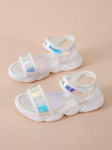 Girls Houndstooth Strap Hook-and-loop Fastener Sandals - Beige - View 3