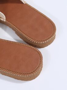 Preppy Outdoors Flat Slippers For Women, Bow Decor Polyester Open Toe Slide Sandals Valentines