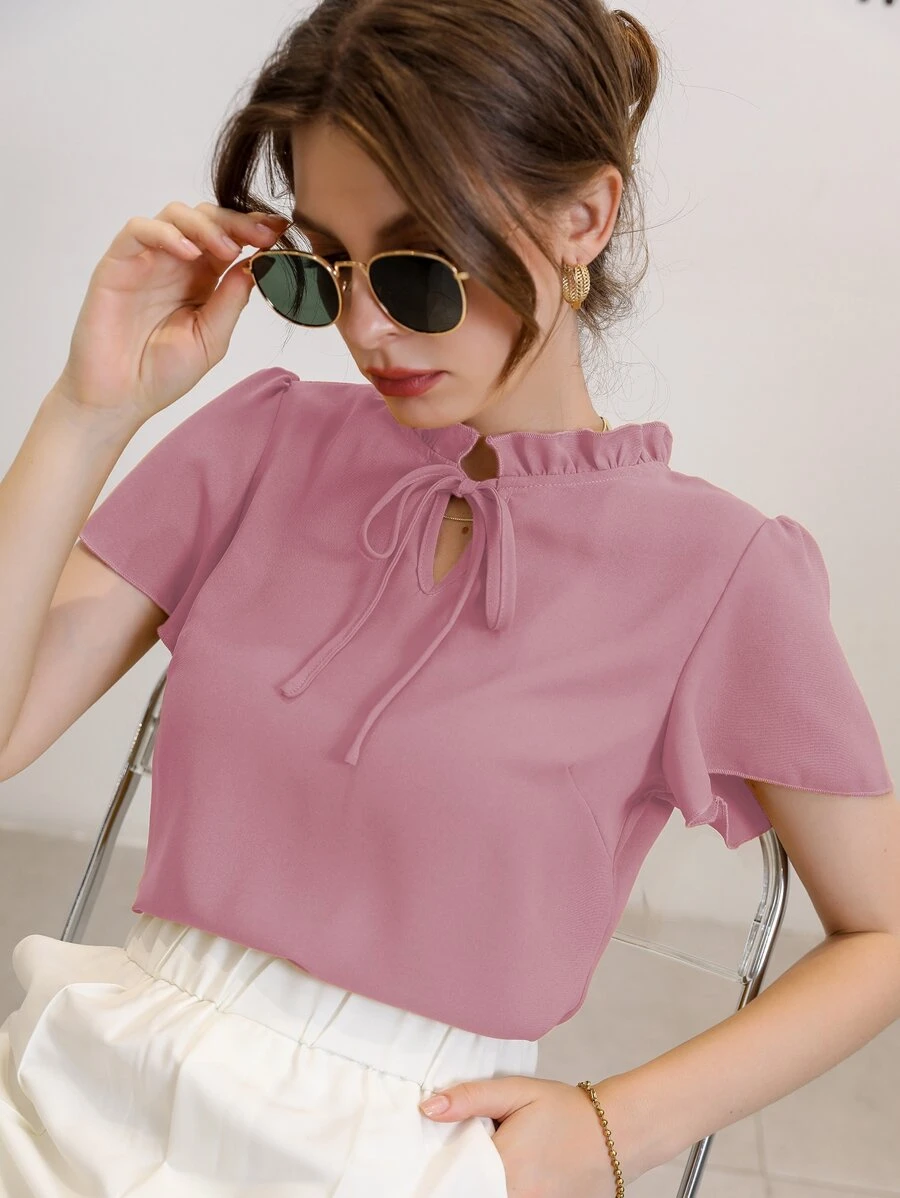 Seusyu 系带泡泡袖衬衫、短袖上衣