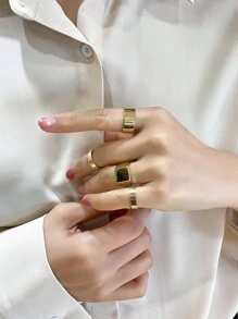DAZY 4 chiếc nhẫn tối giản - Vàng - Xem 4