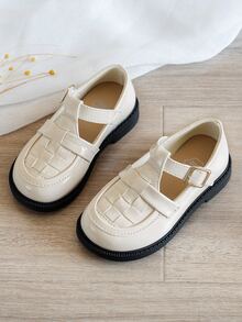 女孩編織細節瑪麗珍平底鞋 - 米色 - 查看 2