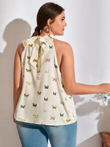 SHEIN Clasi Áo sơ mi Plus Size Buộc lại Loại bướm Boho - Nhiều màu - Xem 2