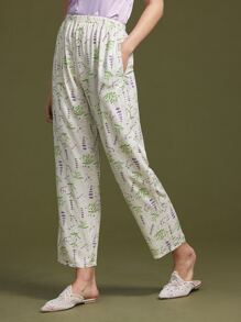 LUVLETTE Floral Print Slant Pocket Sleep Trousers - White - View 2