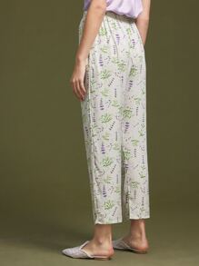 LUVLETTE Floral Print Slant Pocket Sleep Trousers - White - View 3