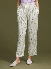LUVLETTE Floral Print Slant Pocket Sleep Trousers - White - View 4