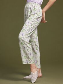 LUVLETTE Floral Print Slant Pocket Sleep Trousers - White - View 5