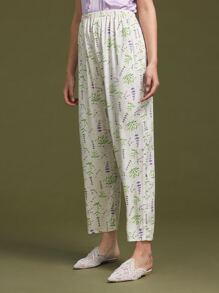 LUVLETTE Floral Print Slant Pocket Sleep Trousers - White - View 6