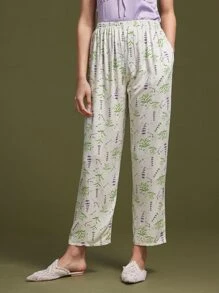 LUVLETTE Floral Print Slant Pocket Sleep Trousers - White - View 7