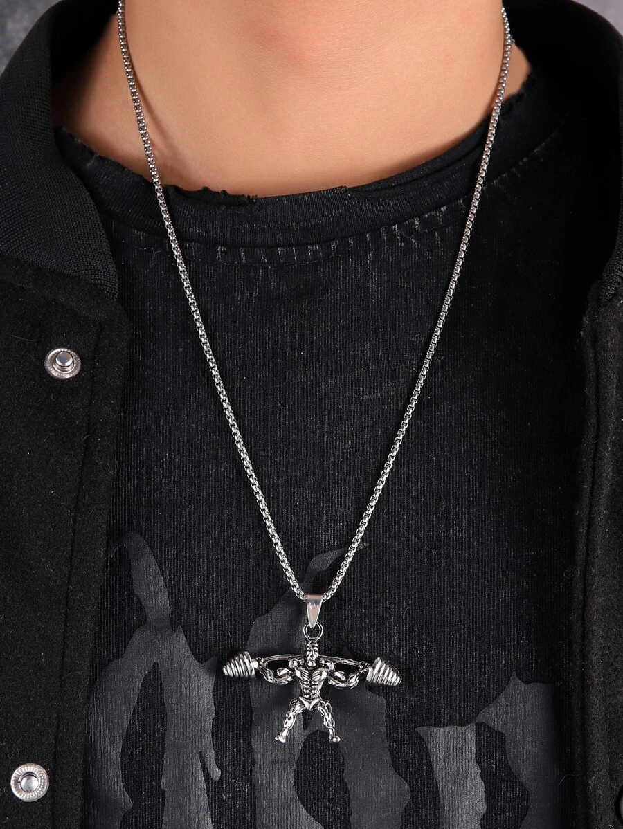 Fashionable and Popular Men Hunk Charm Necklace Alloy for Jewelry Gift and for a Stylish Look - Silver - View 1