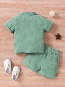 Baby Pocket Patched Top & Shorts - Green - View 2