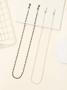 2 chiếc chuỗi trang trí kính mát ngọc trai giả, chuỗi hạt ngọc trai giả, dây đeo kính mát chống trượt, dây đeo mặt nạ, phụ kiện kính cho phụ nữ - Nhiều màu - Xem 4