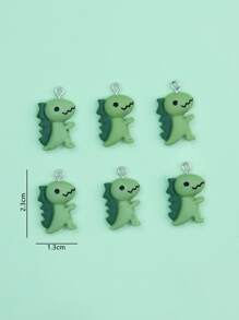 6 chiếc Phim hoạt hình Khủng long Tự làm Mặt dây chuyền - màu xanh lá - Xem 3