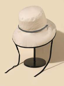 Rhinestone Decor Hat - Beige - View 1