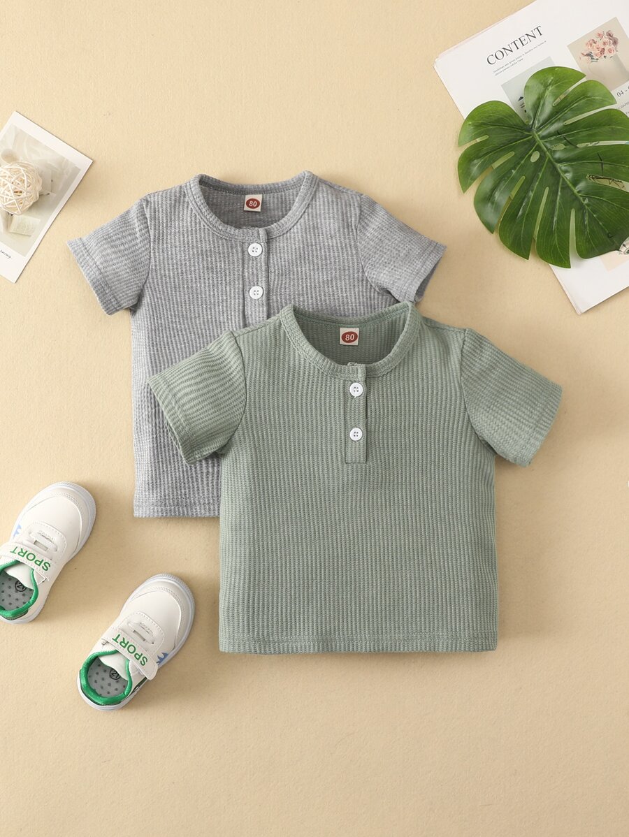 Bebé 2 piezas Camiseta botón cuarto - Multicolor - Ver 1