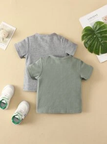 Bebé 2 piezas Camiseta botón cuarto - Multicolor - Ver 2