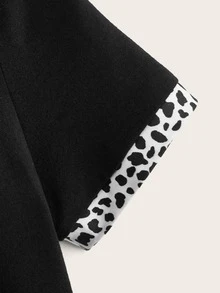 女孩牛和字母圖案T恤洋裝 - 黑色 - 查看 3