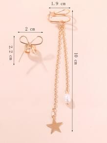 2 piezas Cuff de oreja con estrella & con diseño de lazo