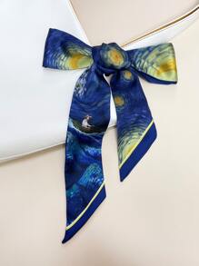 1pc Spring/Summer Floral Printed Faux Silk Scarf, Multifunctional Fashion Shawl, Hair Scarf Ideal For Daily Wear - Multicolor - View 3