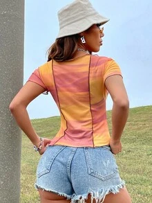 SHEIN Unity 紮染頂針網紗上衣 - 彩色 - 查看 2