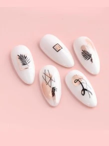 2 hojas de pegatinas de arte abstracto para decoración de uñas, suministros para uñas DIY - Multicolor - Ver 3