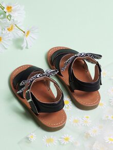 Dép Dẹt Trẻ em Nơ Bướm Khối Màu Dây đeo mắt cá chân - màu đen - Xem 4