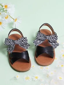 Dép Dẹt Trẻ em Nơ Bướm Khối Màu Dây đeo mắt cá chân - màu đen - Xem 5