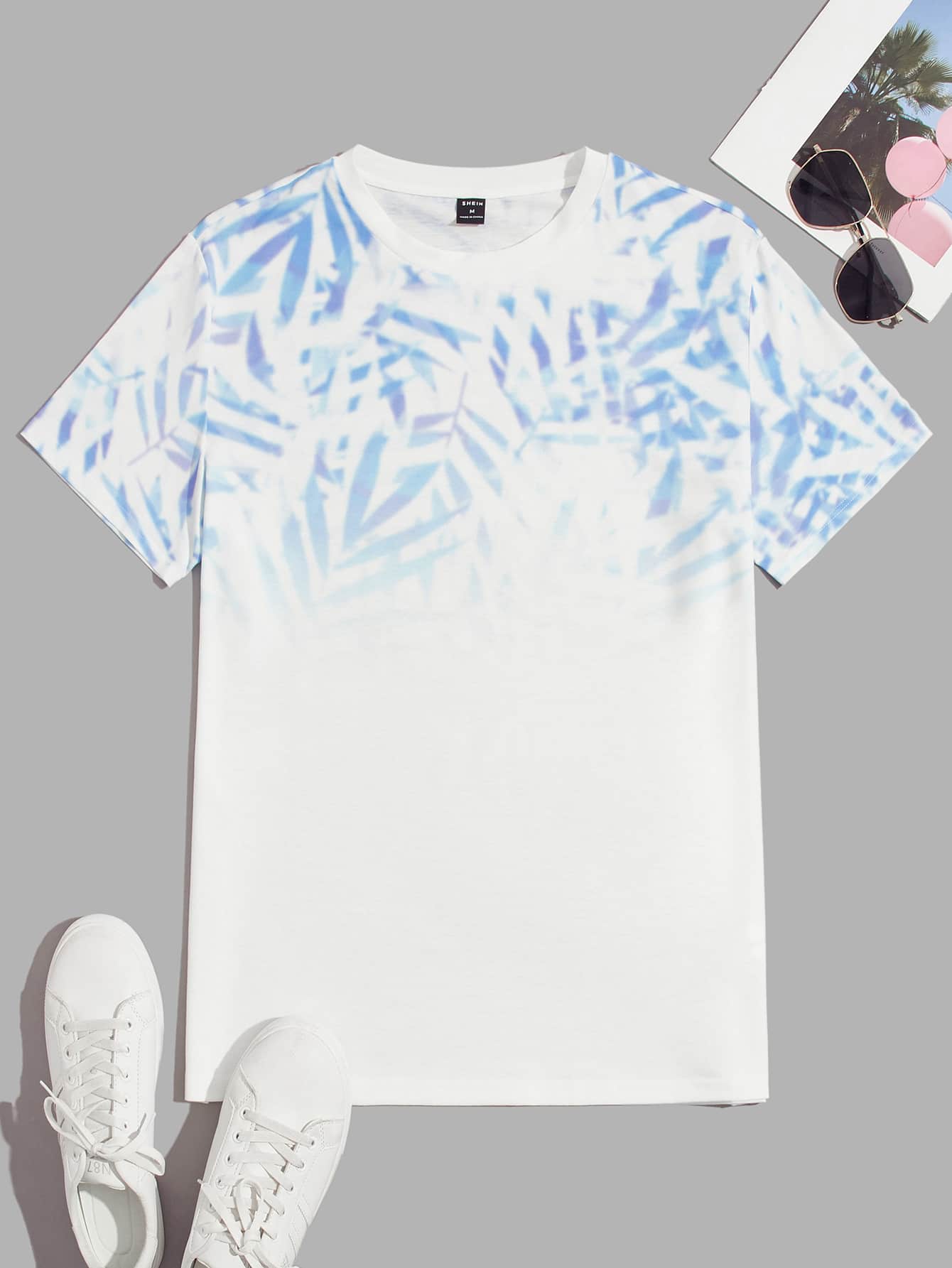 Manfinity Men Leaf Print Tee - White - View 1