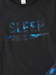 Tween Boy Letter Graphic PJ Set - Black - View 4