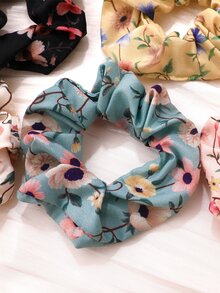 1pc Random Color Flower Print Scrunchie - Multicolor - View 3