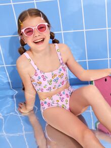 Tween Girl Random Print Bikini Set Summer Beach - Multicolor - View 5