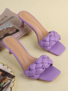 Sandalias planas con diseño trenzado con tacón delgado - Morado - Ver 1