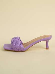 Sandalias planas con diseño trenzado con tacón delgado - Morado - Ver 2