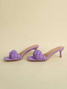 Sandalias planas con diseño trenzado con tacón delgado - Morado - Ver 4