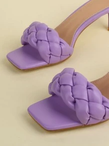 Sandalias planas con diseño trenzado con tacón delgado - Morado - Ver 5