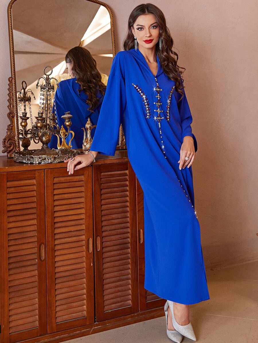 Al Najma 水鑽細節連帽連衣裙 - 寶藍色 - 查看 1