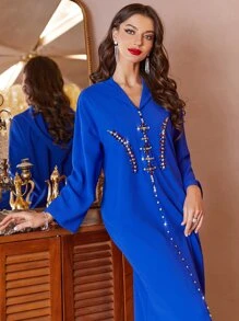 Al Najma 水鑽細節連帽連衣裙 - 寶藍色 - 查看 7