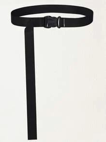 插扣軟帶腰帶 - 黑色 - 查看 1
