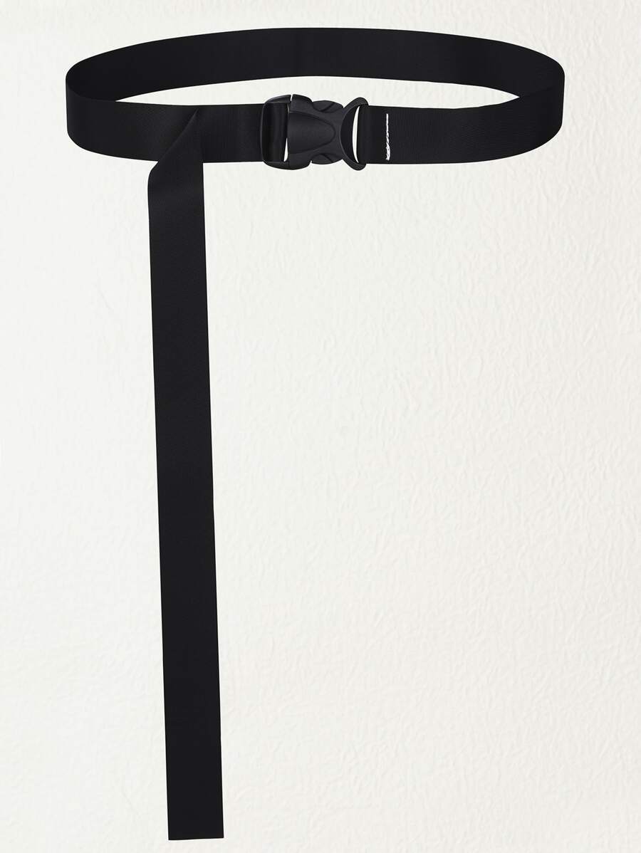 插扣軟帶腰帶 - 黑色 - 查看 1